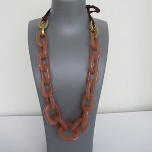 J.Crew Chunky Lucite Chain Link Necklace Pale or Light Brown